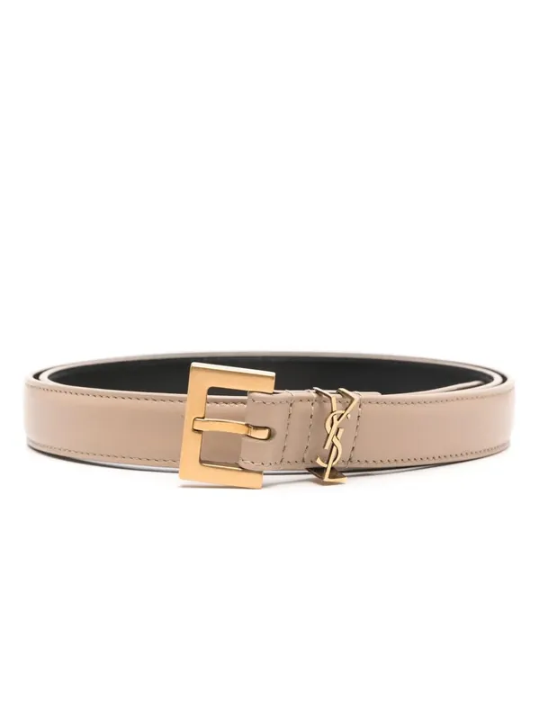 Cassandre Thin Belt With Square Buckle In Box Leather - Saint Laurent