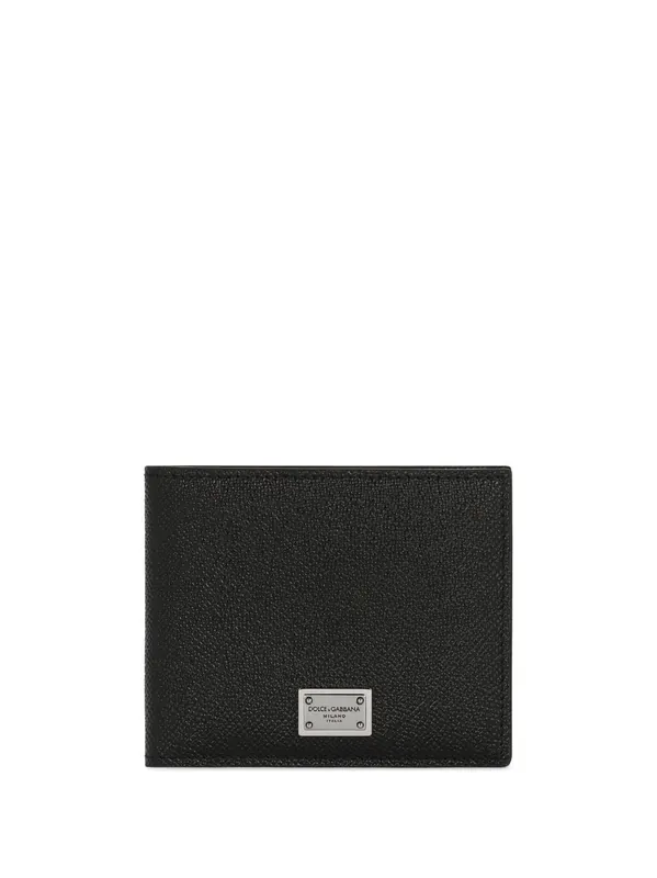 Calfskin Bi-Fold Wallet With Logo Tag