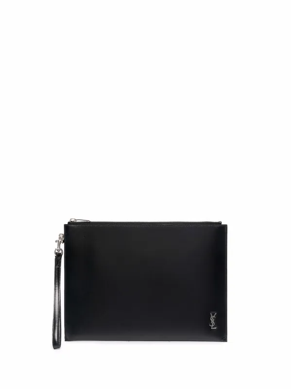 Tiny Cassandre Zipped Tablet Holder In Shiny Leather - Saint Laurent
