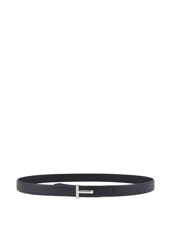 T-Buckle Two-Tone Grained Leather Belt