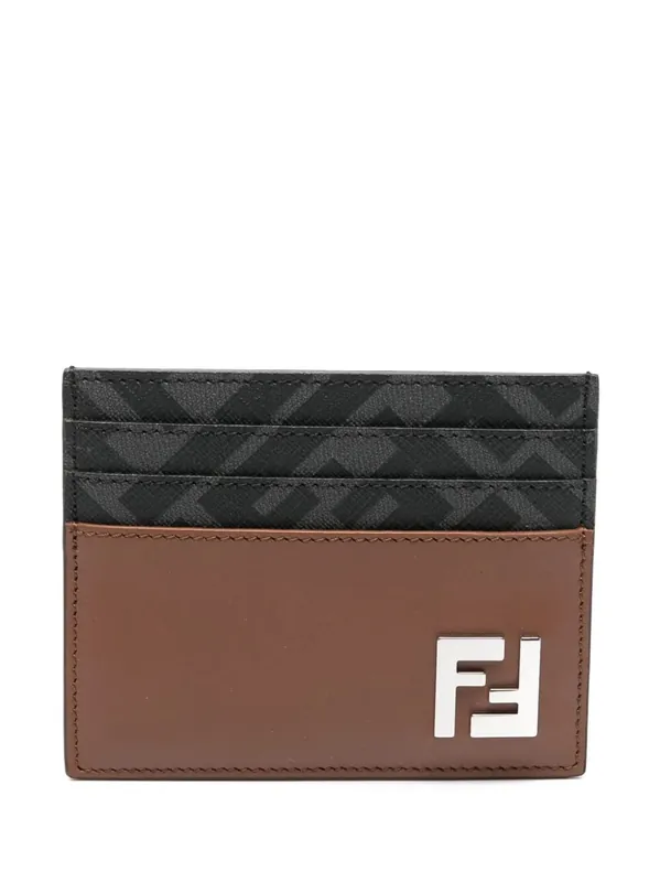 Leather And Ff Canvas Squared Card Holder - Fendi
