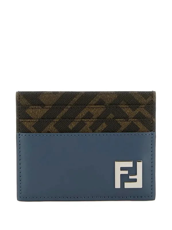 Leather And Ff Canvas Squared Card Holder - Fendi