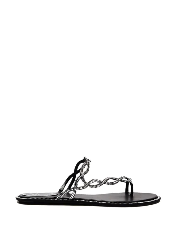 Black Braid Flat Sandal 10 - René Caovilla