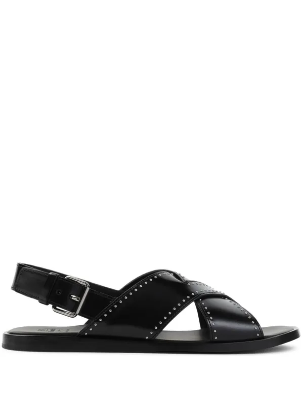 Stud-Embellished Crossover Flat Sandals