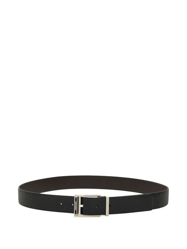 Square Buckle Reversible And Adjustable Grained Leather Belt - Ferragamo