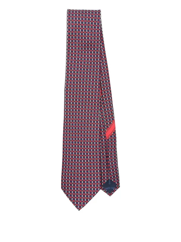 Geometric-Pattern Aida Silk Tie
