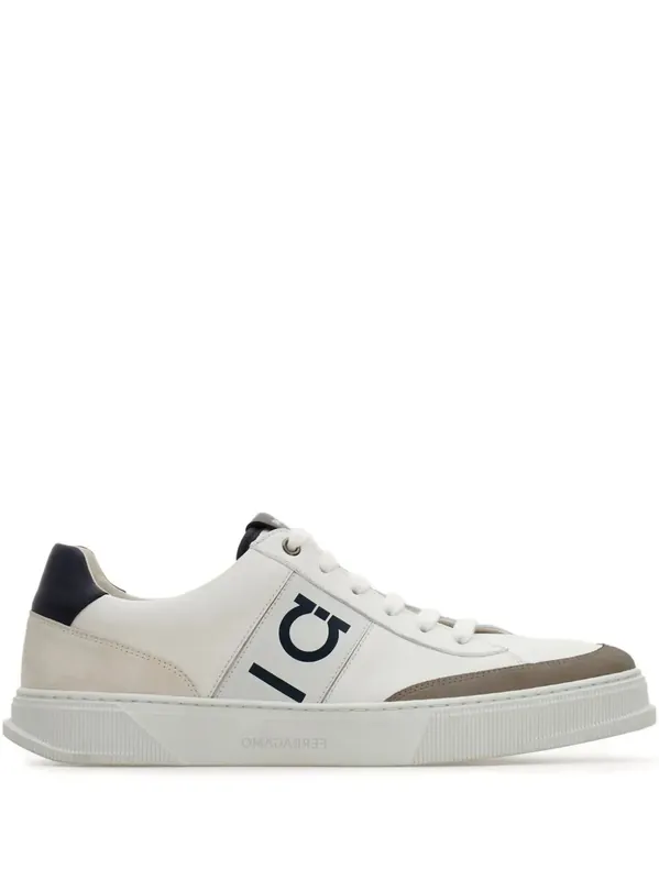 Alaska Leather And Suede Sneaker With Gancini Detail - Ferragamo