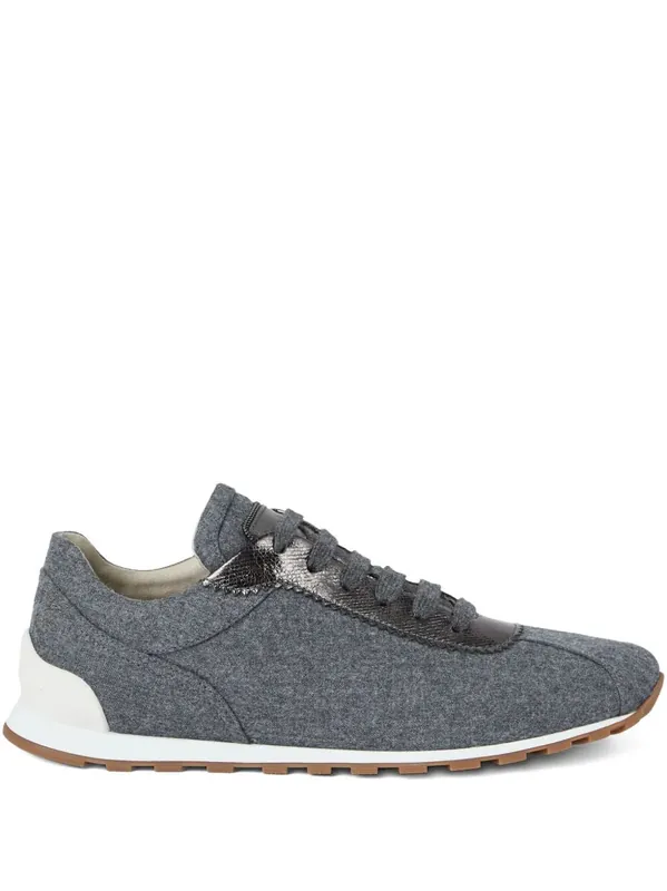 Virgin Wool Flannel And LamÉ Calfskin Runners With Monili - Brunello Cucinelli