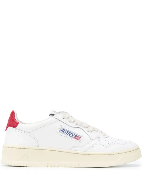 Medalist Low Sneakers In White And Red Leather - Autry