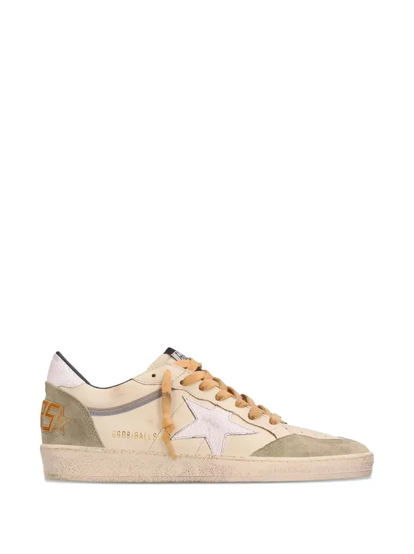 Ball Star Nappa Leather Sneakers With Suede Inserts And Crack Leather Star And Heel Tab - Golden Goose
