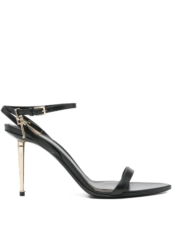 Shiny Leather Padlock Pointy Naked Sandals 85 - Tom Ford