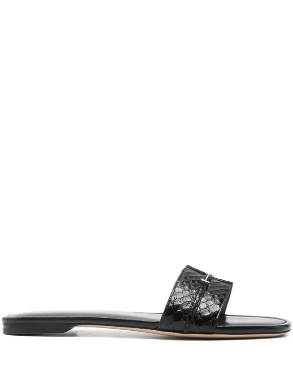 Python-Effect Leather Flat Slides