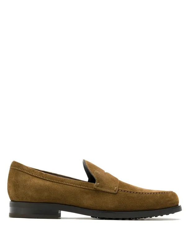 Suede Penny Loafers With Pebbled Rubber Outsole - Tod`S