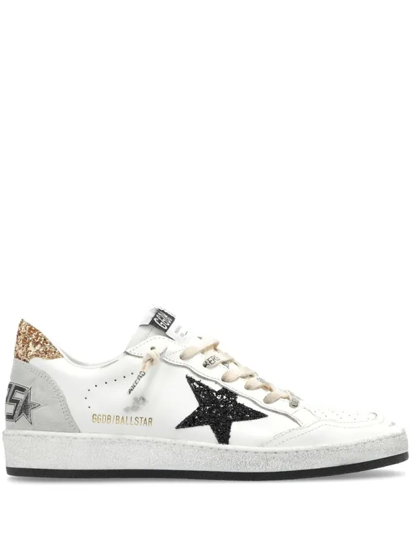 Ball Star Nappa Leather Sneakers With Glittered Star And Heel Tab - Golden Goose