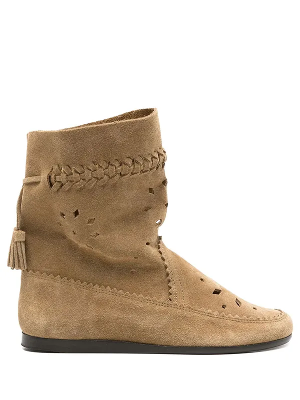Woosta Suede Low Boots With Perforated-Detail