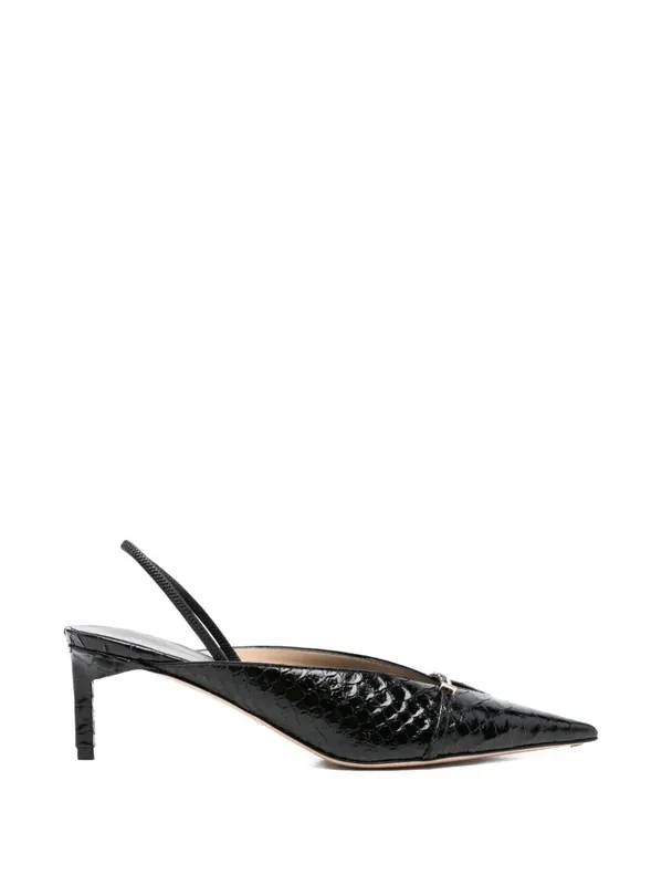 Julienne Semi Shiny Python-Effect Leather Slingback Pumps