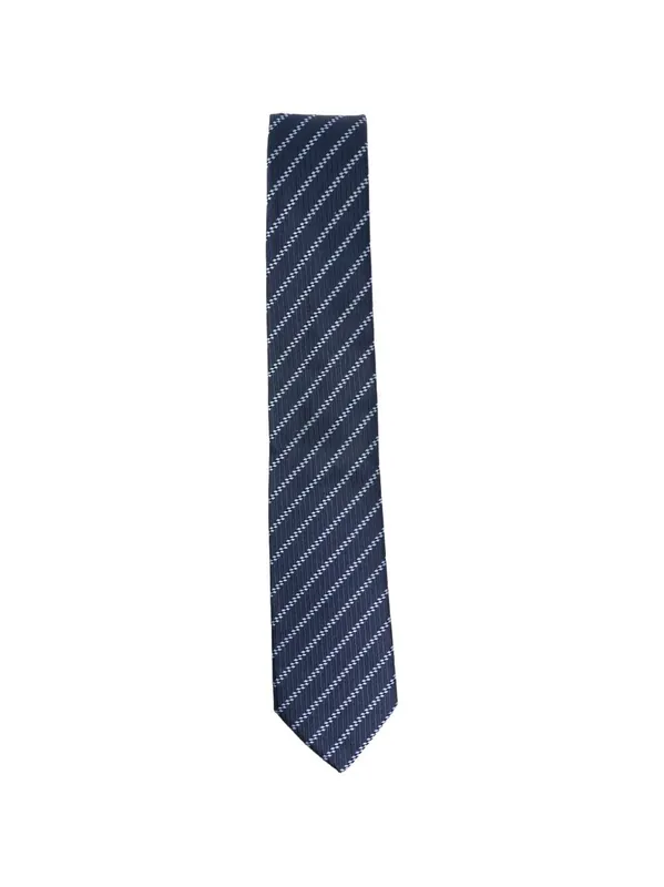 Pure Silk Tie With Diagonal Jacquard Stripes - Giorgio Armani