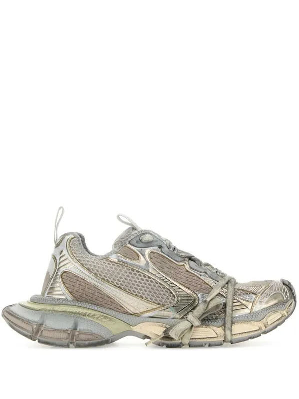 3xl Worn-Out Effect Mesh Sneakers