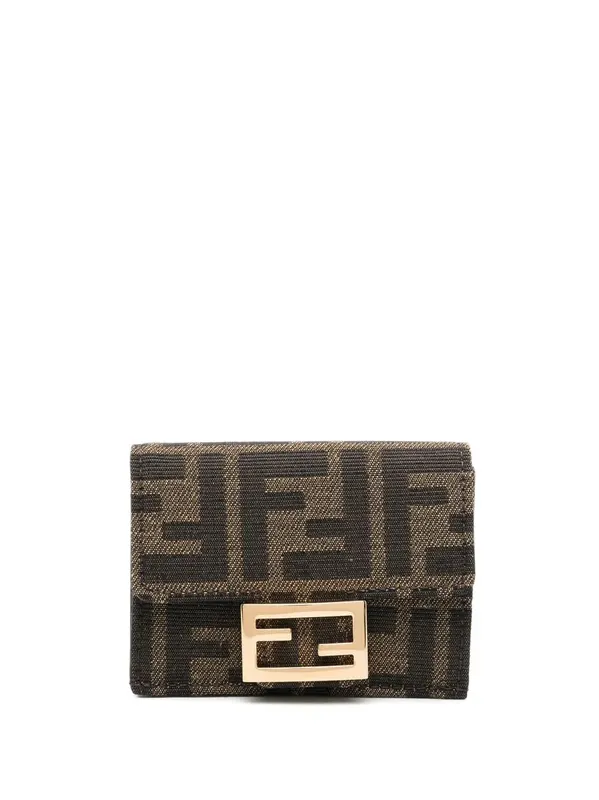 Baguette Micro Trifold Jacquard Ff Fabric Wallet - Fendi