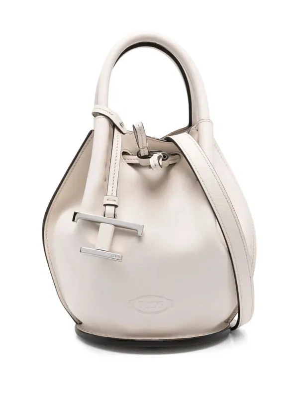 Logo-Charm Leather Mini Bucket Bag