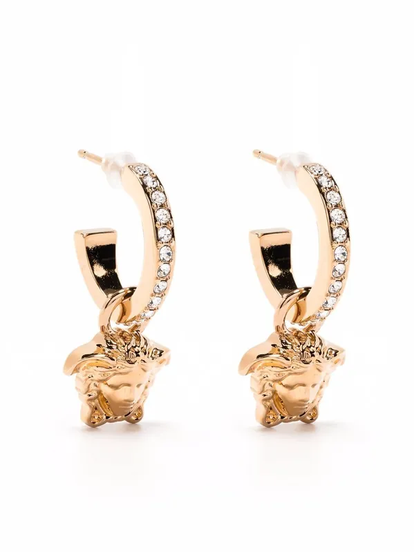 Crystal La Medusa Hoop Earrings - Versace