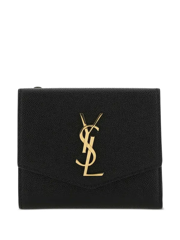 Uptown Compact Wallet In Grain De Poudre Leather - Saint Laurent