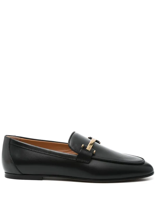 Branded Metal Bar Leather Loafers - Tod`S