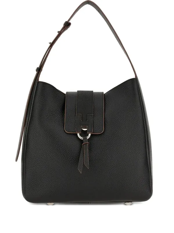 Hogan Trend Hammered Leather Hobo Shoulder Bag