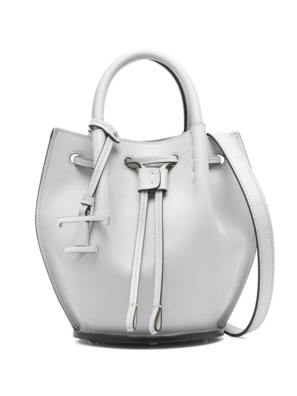 Logo-Charm Leather Mini Bucket Bag