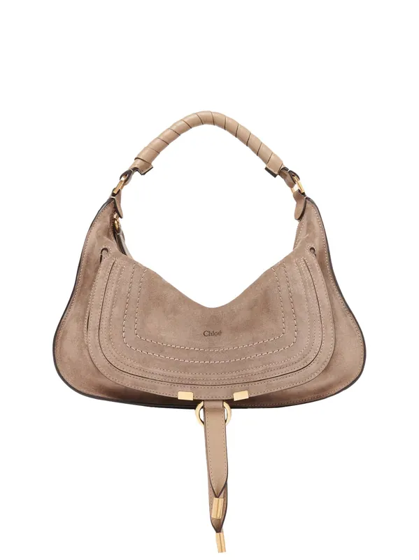 Small Marcie Shoulder Bag In Suede Leather - Chloé