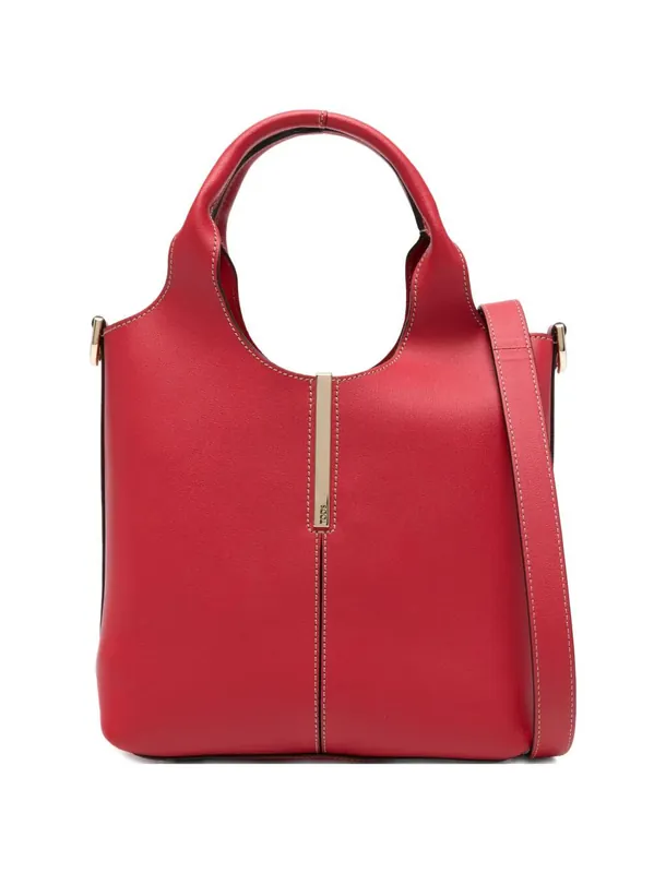 Leather Mini Tote Bag With Branded Metal Bar Accessory - Tod`S