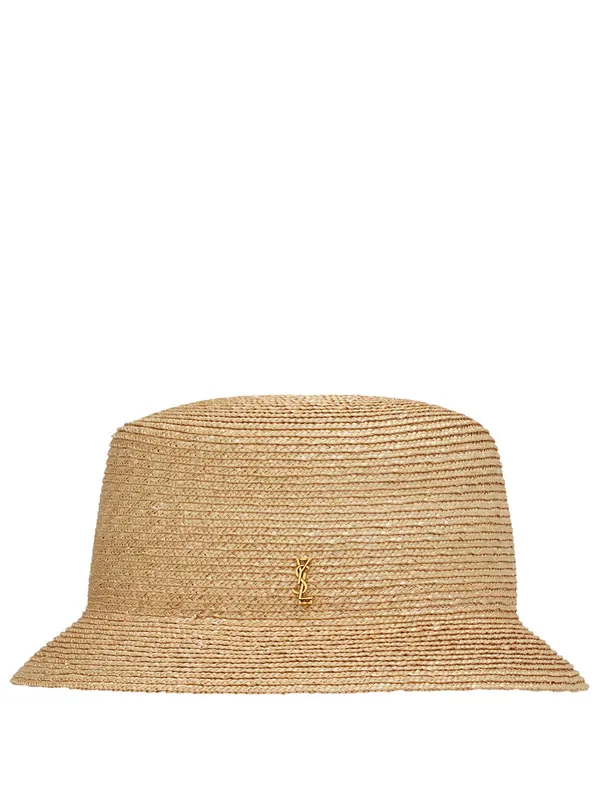 Maglina Straw Bucket Hat With Cassandre Pin - Saint Laurent