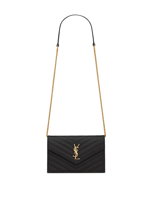 Cassandre Envelope Chain Wallet In Grain De Poudre Leather - Saint Laurent
