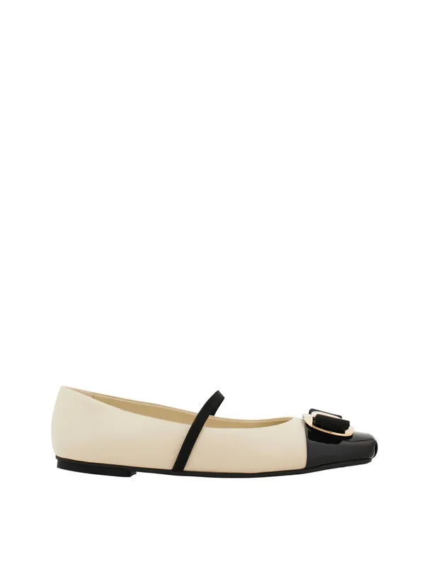 Bicolor New Vara Plate Ballerinas - Ferragamo