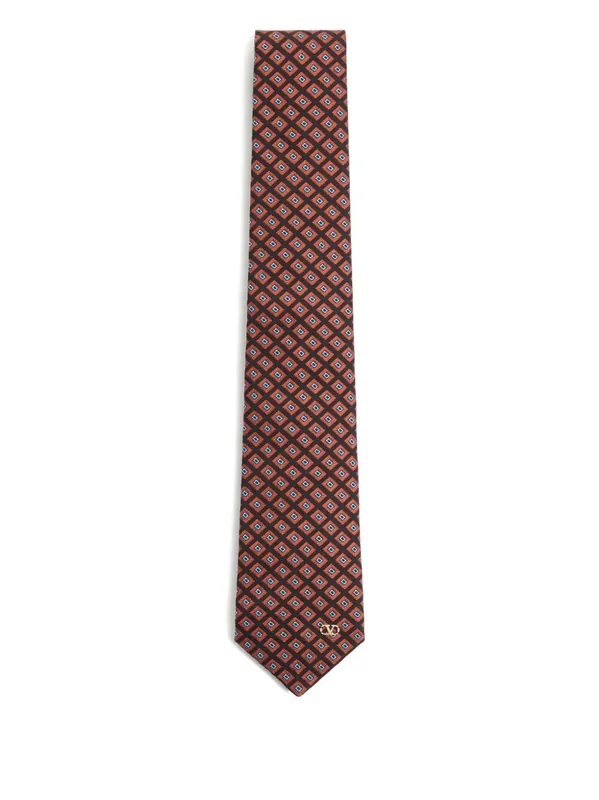 Valentie Cotton Jacquard Tie With Chamber Pattern And Vlogo Signature Detail - Valentino Garavani