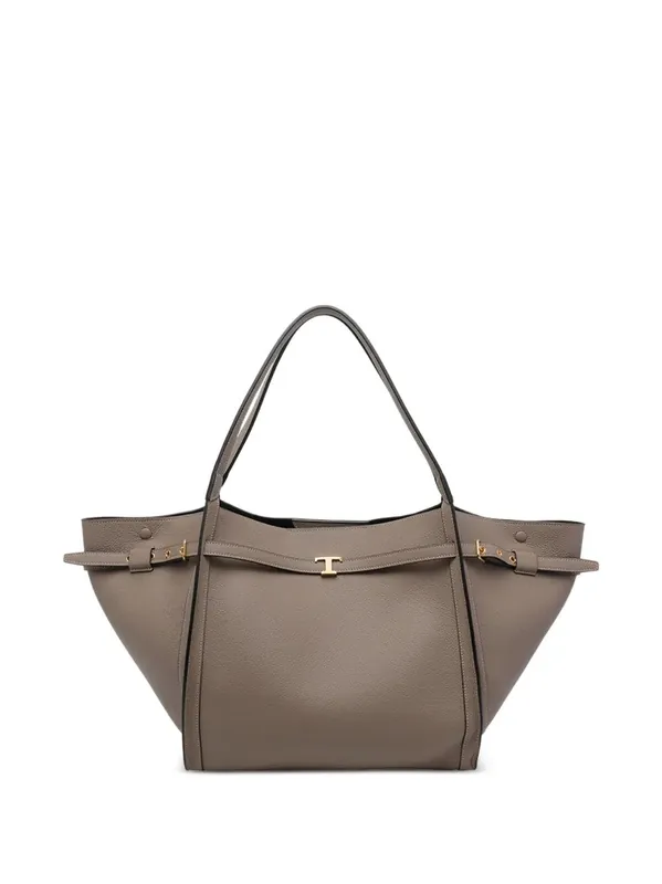 Medium Leather Shopping Bag With T Timeless Strap - Tod`S