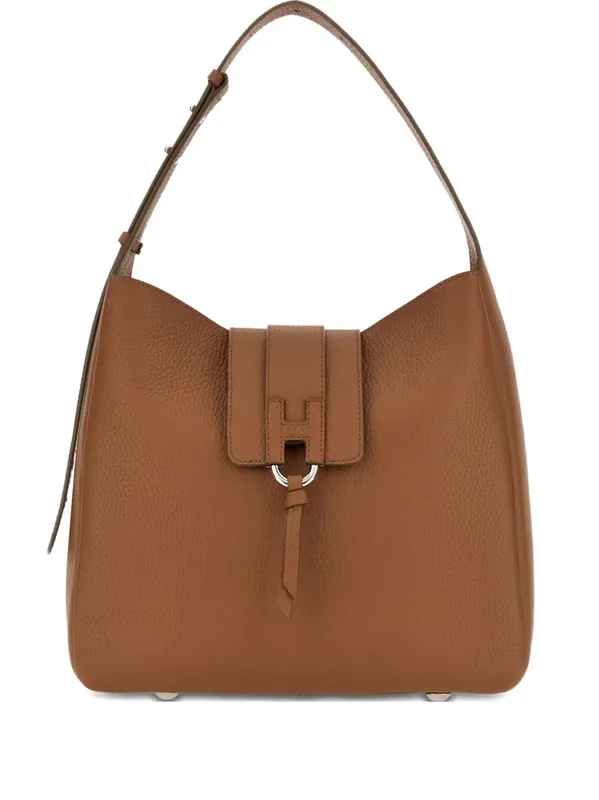 Hogan Trend Hammered Leather Hobo Shoulder Bag