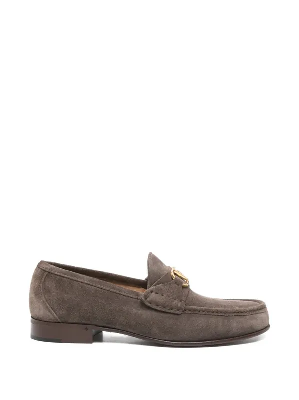 V Logo Plaque Suede Loafers - Valentino Garavani