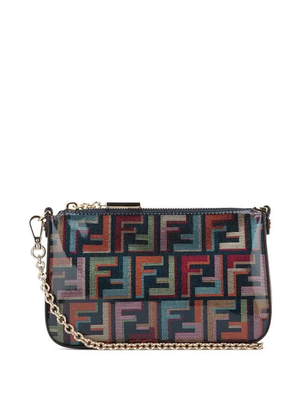 Multicolour Glazed Ff Fabric Baguette Pouch With Chain - Fendi