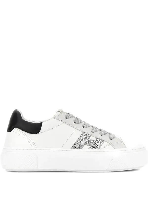 Hogan Crosswind Nappa Leather And Suede Sneakers With Glitter H Detail