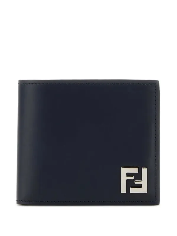 Squared Ff Leather And Ff Canvas Compact Bi-Fold Wallet