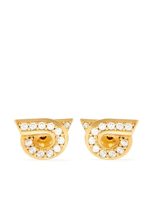 Gancini Earrings With Rhinestones (S) - Ferragamo