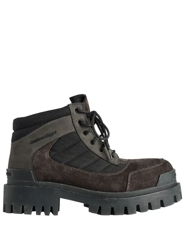 Combat Strike Low Boots In Nubuck, Suede And Cotton Canvas - Balenciaga
