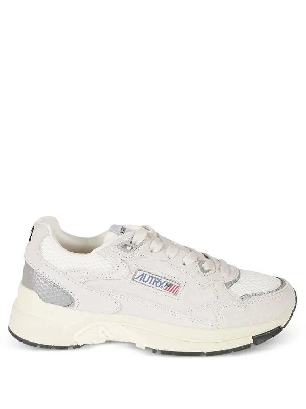 Hyperway Sneakers In White And Silver Mesh And Suede - Autry