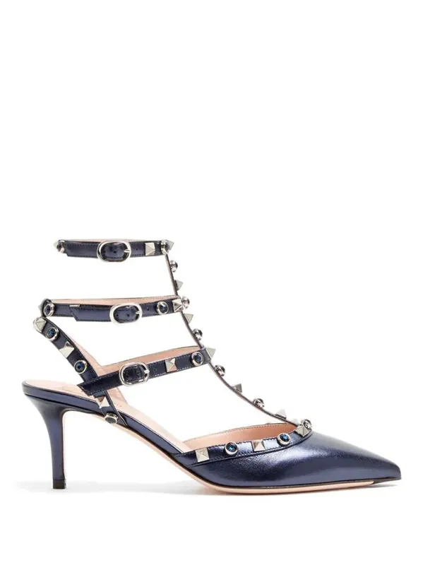 Rockstud 65 Pumps In Laminated Nappa Leather With Cabochon - Valentino Garavani
