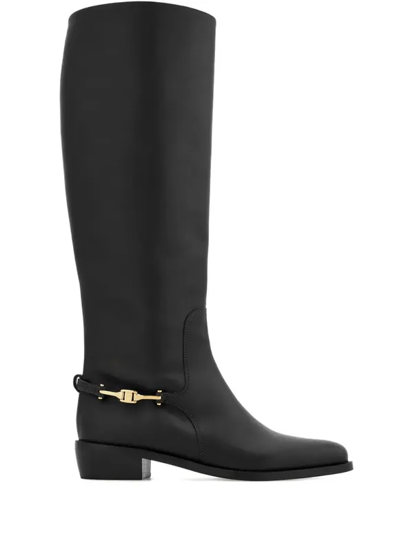 F Buckle Therma Knee Riding Boots - Ferragamo