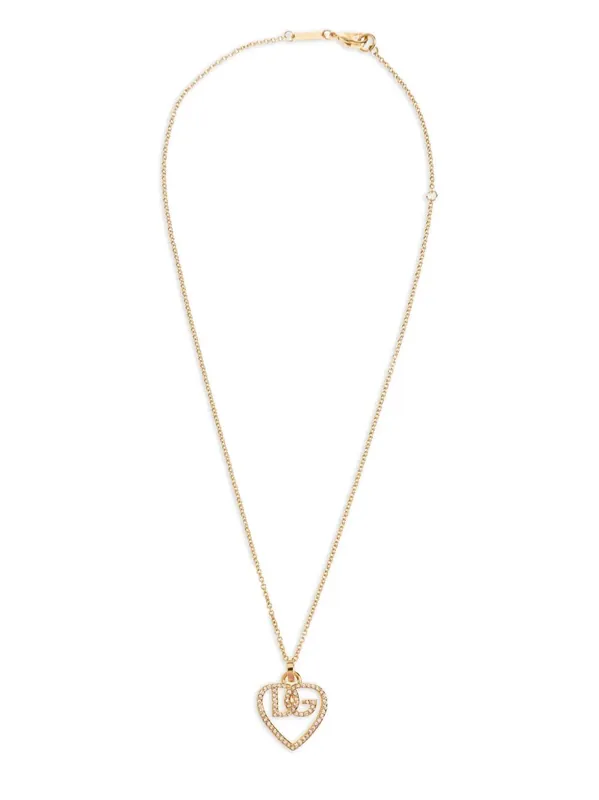 Heart And Logo Rhinestones Pendant Necklace - Dolce & Gabbana