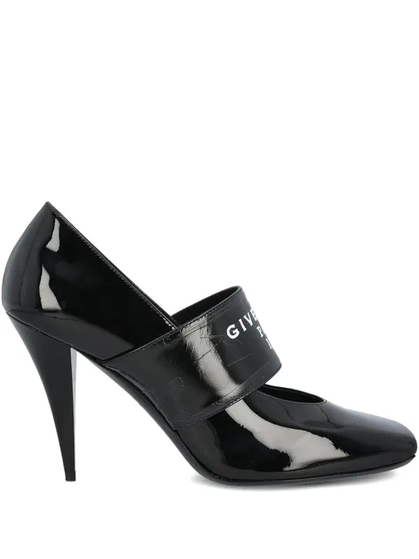 Givenchy Tape Sliced Square Pumps In Patent Leather