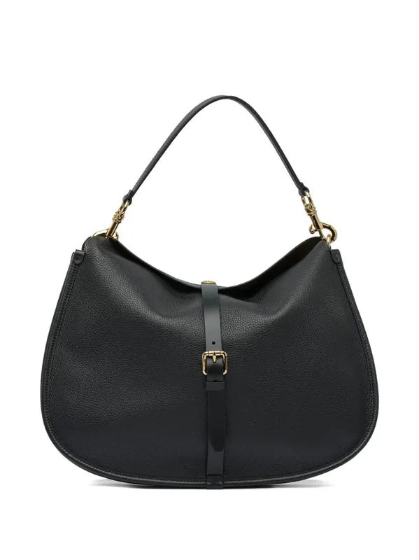 Buckle-Fastening Extra-Large Leather Shoulder Bag