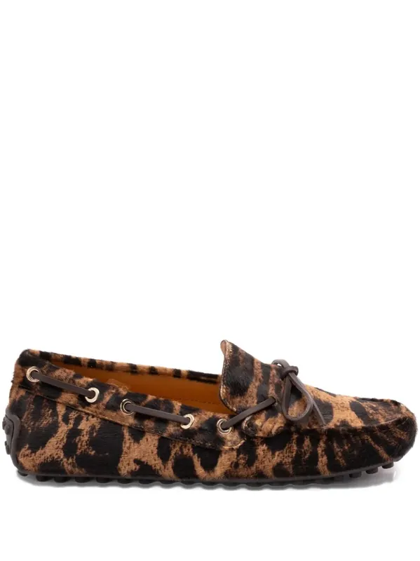 Leopard-Print Calf Hair Loafers